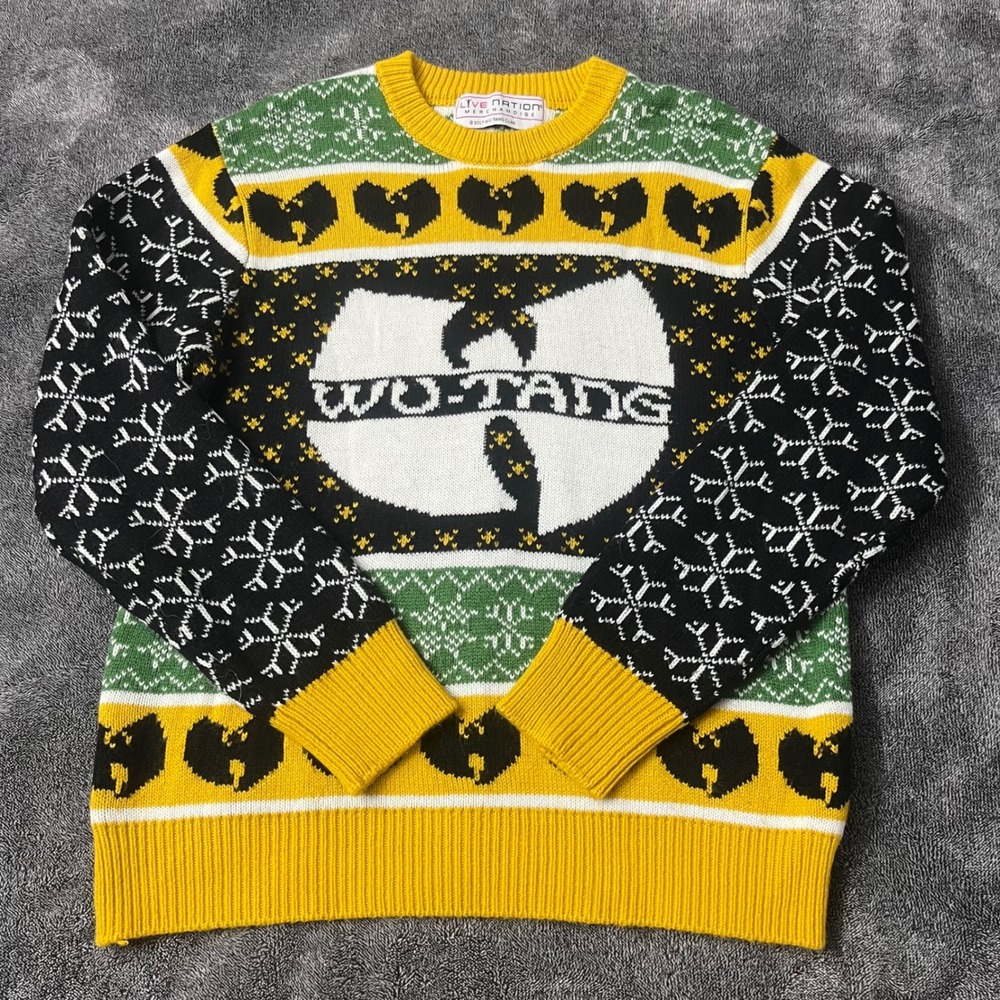 Wu-Tang Clan Ugly Christmas Sweater Live Nation Fair Isle Knit Yellow Green Med